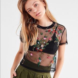 UO embroidered sheer top